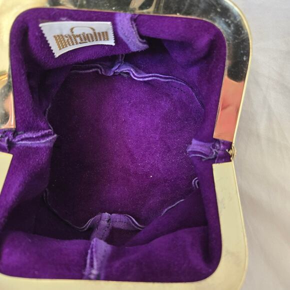 Vintage Margolin Purple Suede Pouch Purse Kiss Lock Closure *read* - Picture 5 of 11